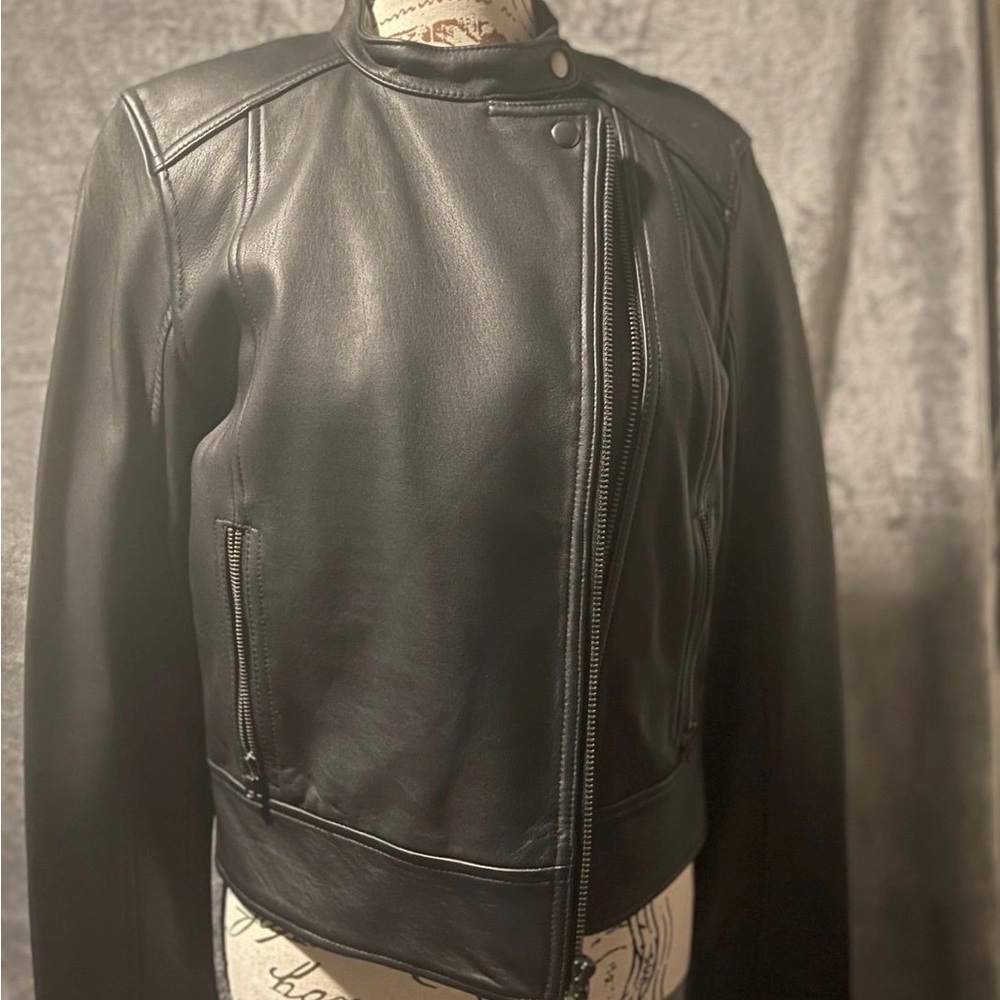Free Shipping-Women's Black Leather Jacket
